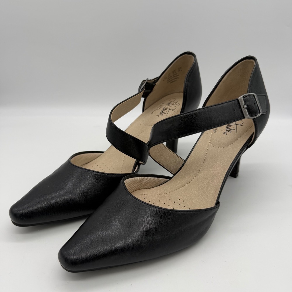 LifeStride Kamala Black Faux Leather Pumps Mary Jane Heels 8.5M
